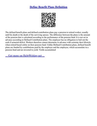 Define Benefit Plans Definition