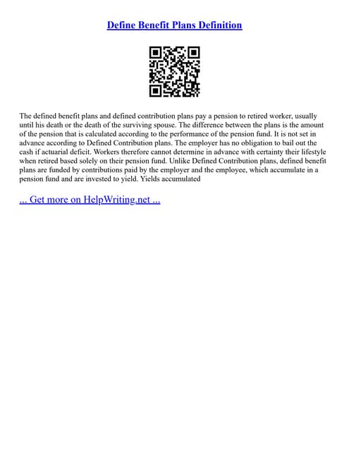 Define Benefit Plans Definition