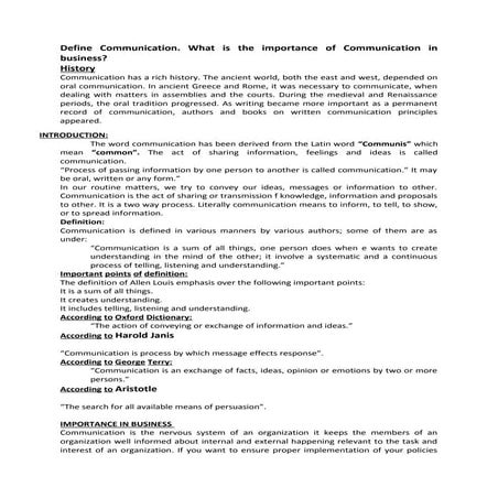 What is the importance of Communication in business?