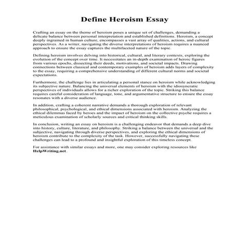 Define Heroism Essay. University of Alaska Anchorage