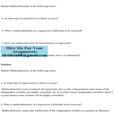 Define Multicollinearity in the following terms a. In what .pdf