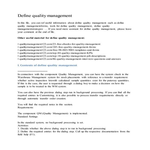 Define quality management