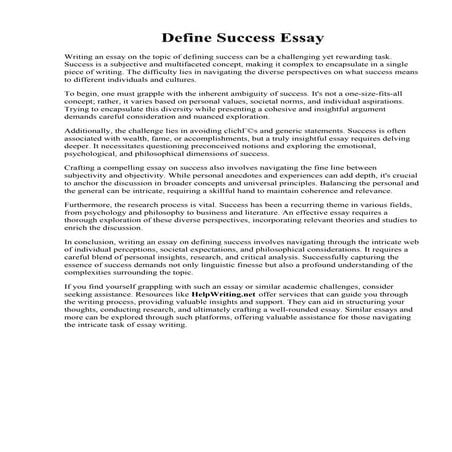 Define Success Essay. Sensational Essay On Success  Thatsnotus