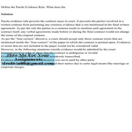 Define the Parole Evidence Rule. What does theSolutionParole e.pdf