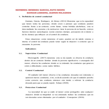 Definición de control conductual | DOCX