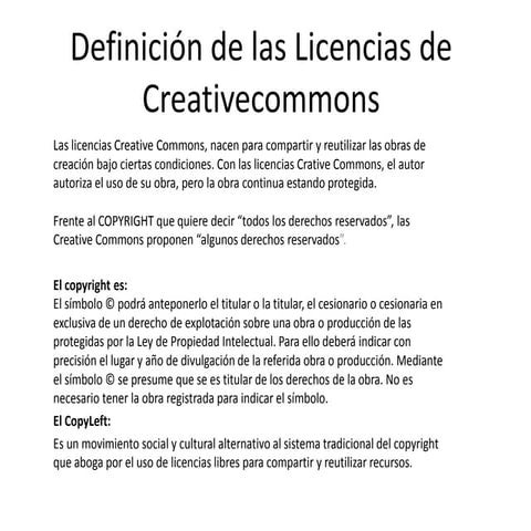 Definición de las licencias de creativecommons cdelgado