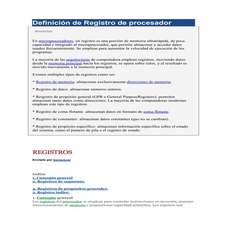Definición de registro de procesador