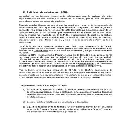 Definición de salud según  oms