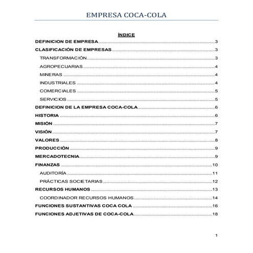 Empresa Coca-Cola Giro y Razon Social 