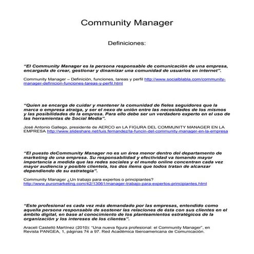 COMMUNITY MANAGER: Definiciones.