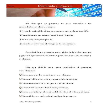 Definiendo el proyecto (hallos)