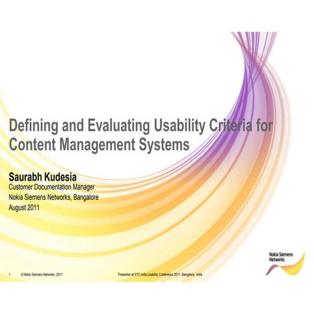  Defining and Evaluating the Usability of CMS - Saurabh Kudesia  