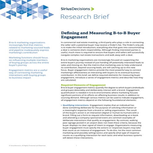 Defining and Measuring B-to-B Buyer Engagement