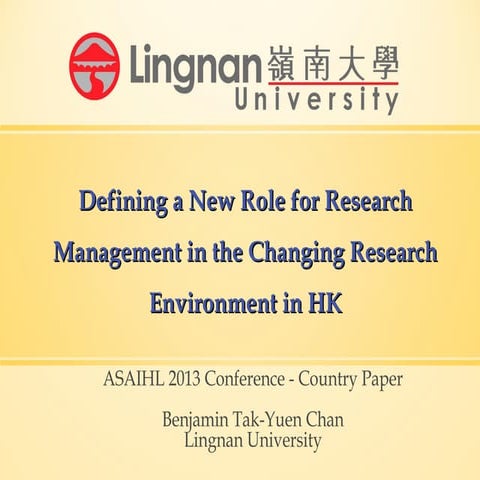 Defining a new role for research management in the changing research environm...