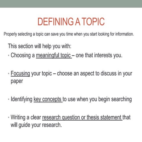 Defining a topic