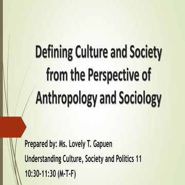 Defining culture and society
