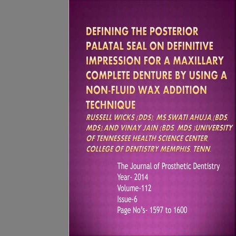 Defining posteri or palatal seal