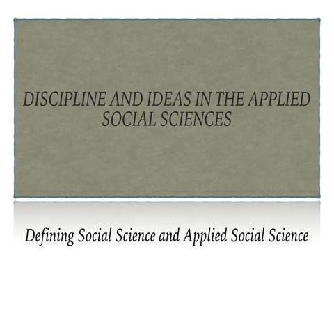 Defining social sciences and applied social sciences