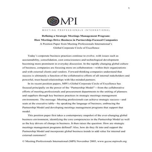Defining Strategic Meeting Management