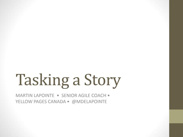 Defining tasks for User Stories