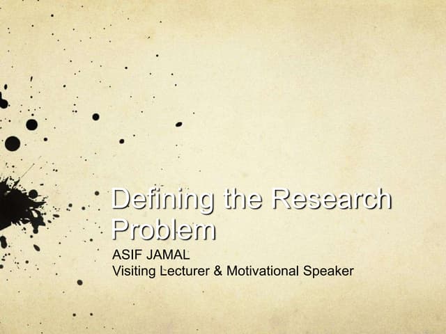 Defining the research problem 