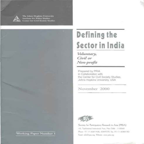 Defining the sector in india   [pria] 2000
