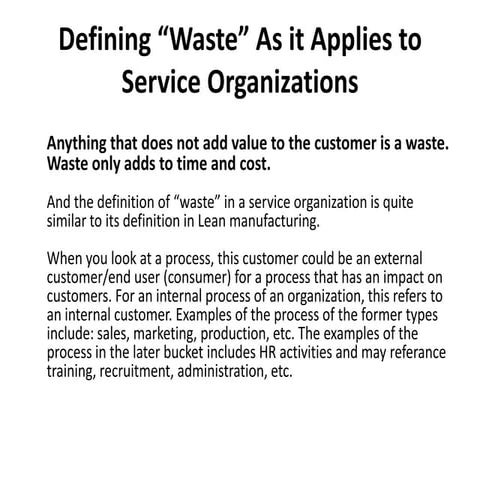 Lean for HR - Defining Wast In Service Org