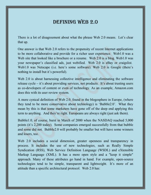 Defining Web 2.0
