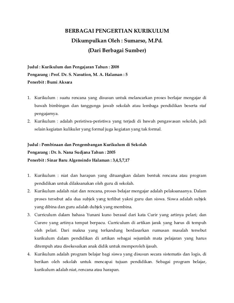 Definisi Kurikulum