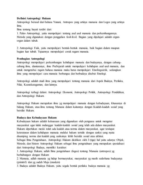 Antropologi Hukum Antropologi Hukum Pptx