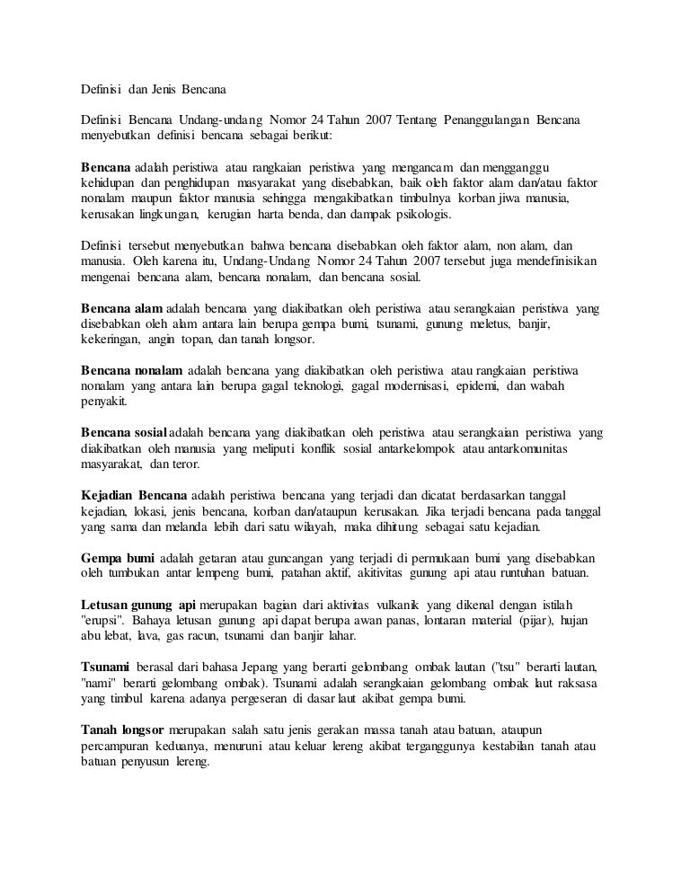 Definisi Dan Jenis Bencana Definisi Dan Jenis Bencana