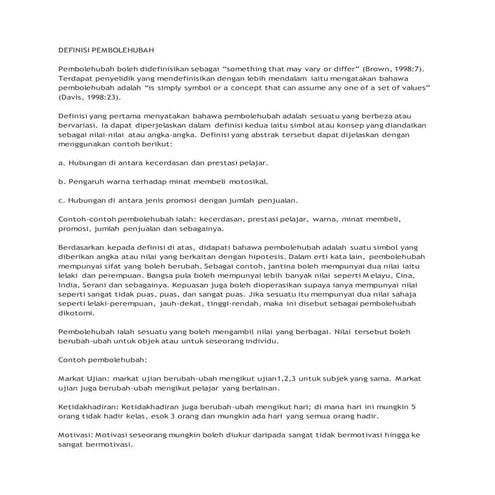 Definisi pembolehubah