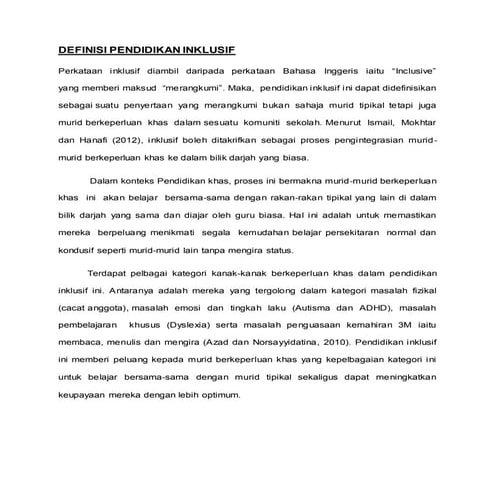 Definisi pendidikan inklusif