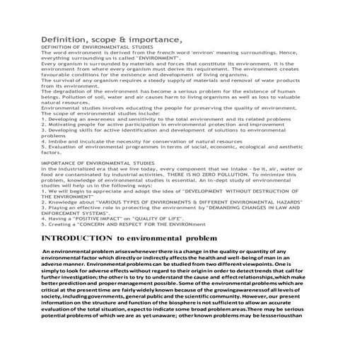 Environmetal studies