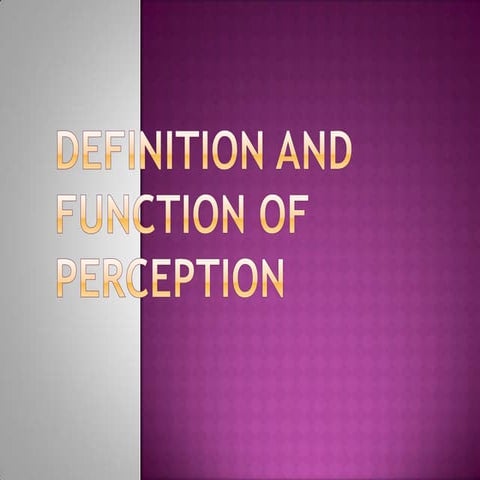 Perception and Attention