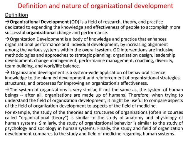 Definition and nature of organizational development