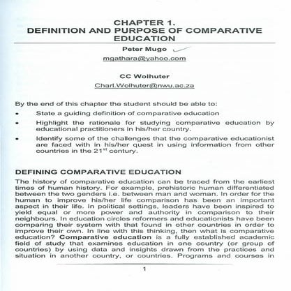 Definition and purpose of comparative education.