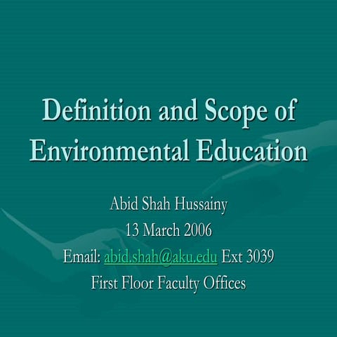 Definition and scope of environmental education 