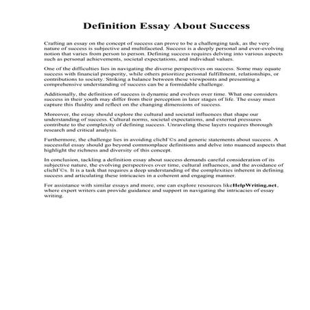 Definition Essay About Success. Southeast Arkansas College