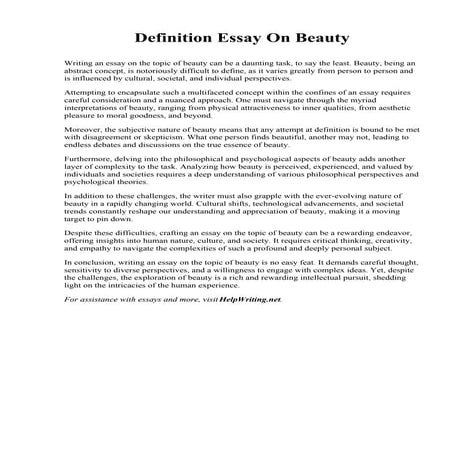 Definition Essay On Beauty. Birmingham Nivoria Globe University