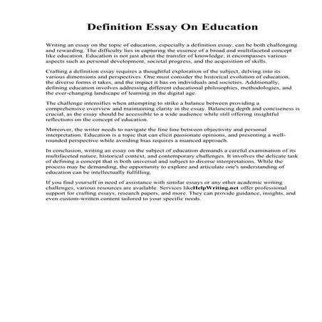 Definition Essay On Education. Brescia University | PDF