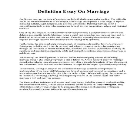Definition Essay On Marriage. Chancellor Institute