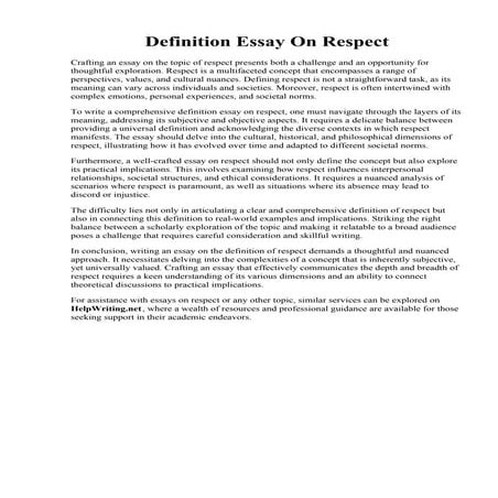 Definition Essay On Respect. essay 2 respect  Classroom  Teachers