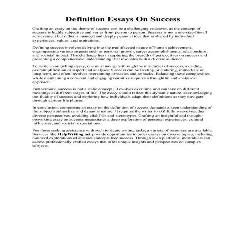 Definition Essays On Success
