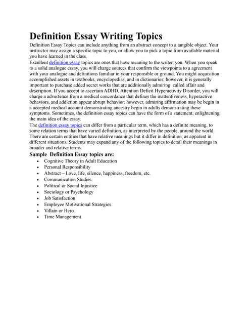 definition essay topics