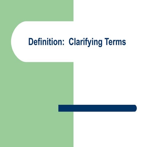 Definition: Clarifying Terms