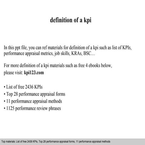 Definition of a kpi