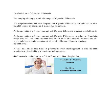 Definition of Cystic FibrosisPathophysiology and history of Cyst | DOCX