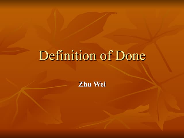 Definition Of Done