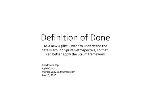 Definition of done training